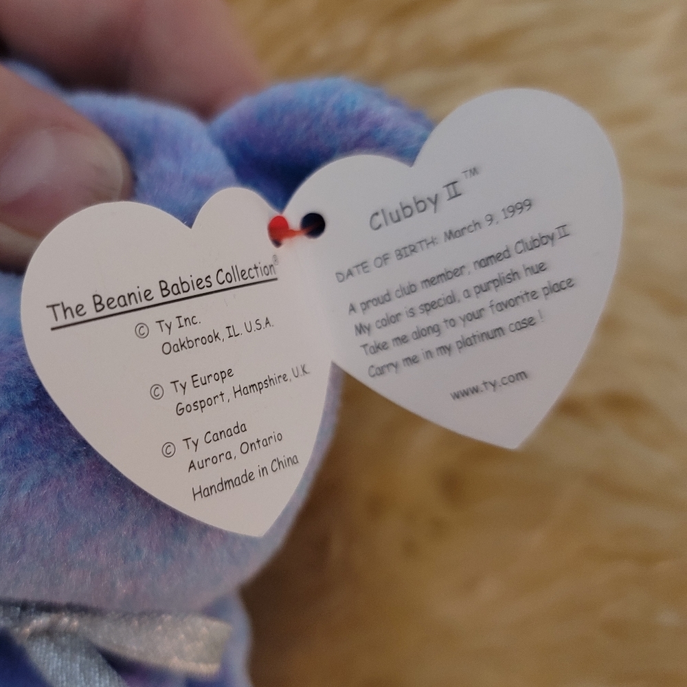 Ty Beanie Babies Platinum Edition Club Kit 9" Clubby II, Purple Bear With Tag - Picture 7 of 12